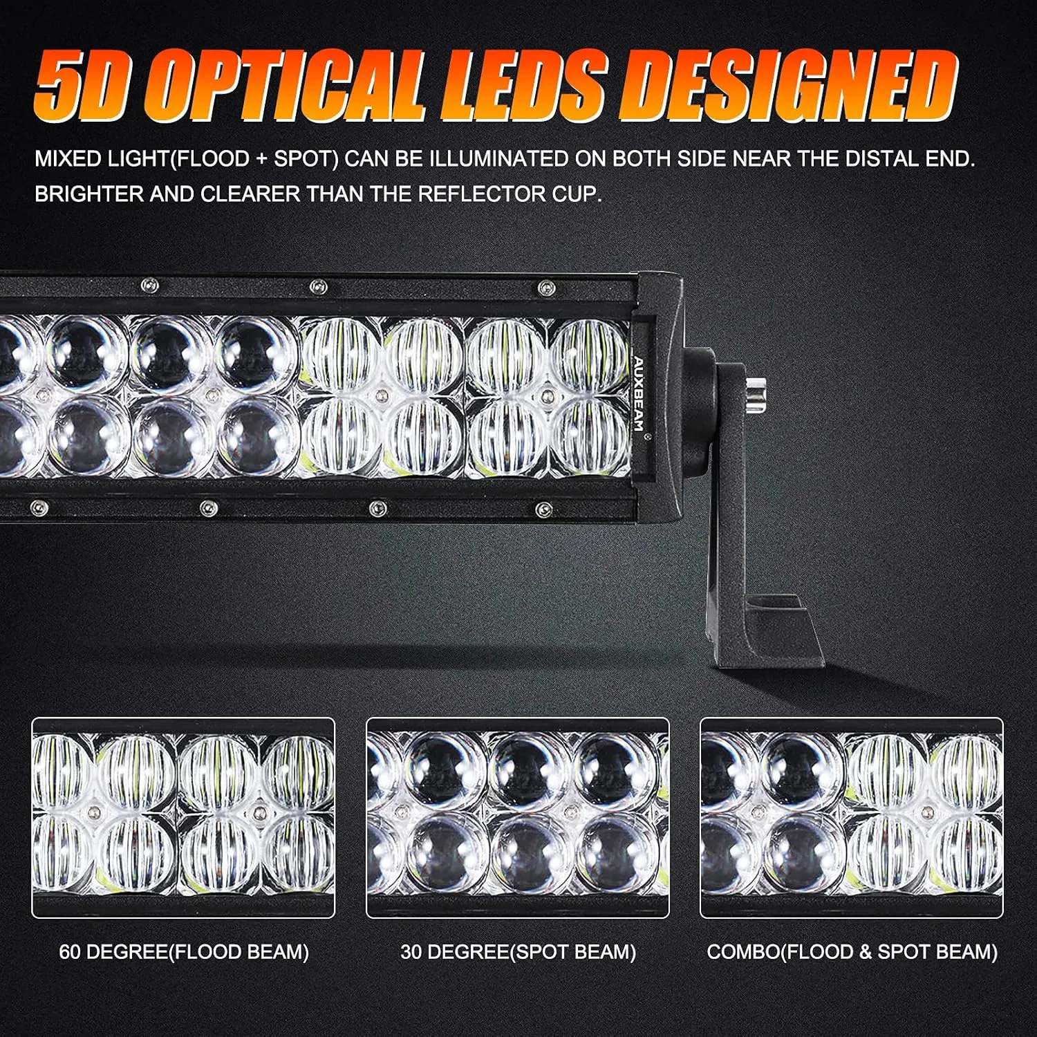 Auxbeam 52 Inch 300W LED Light Bar - Off-Road Driving Lights Spot Flood Combo Led Work Light 5D Lens with Wiring Harness for Car Jeep Truck Pickup SUV UTV - Perfect for Extreme Outdoor Enthusiasts!