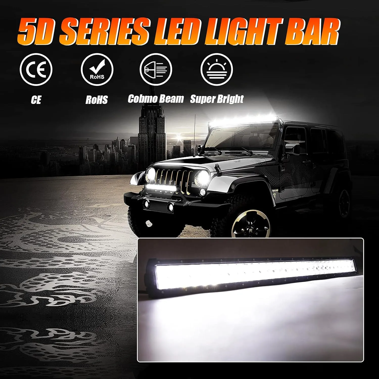 Auxbeam 52 Inch 300W LED Light Bar - Off-Road Driving Lights Spot Flood Combo Led Work Light 5D Lens with Wiring Harness for Car Jeep Truck Pickup SUV UTV - Perfect for Extreme Outdoor Enthusiasts!