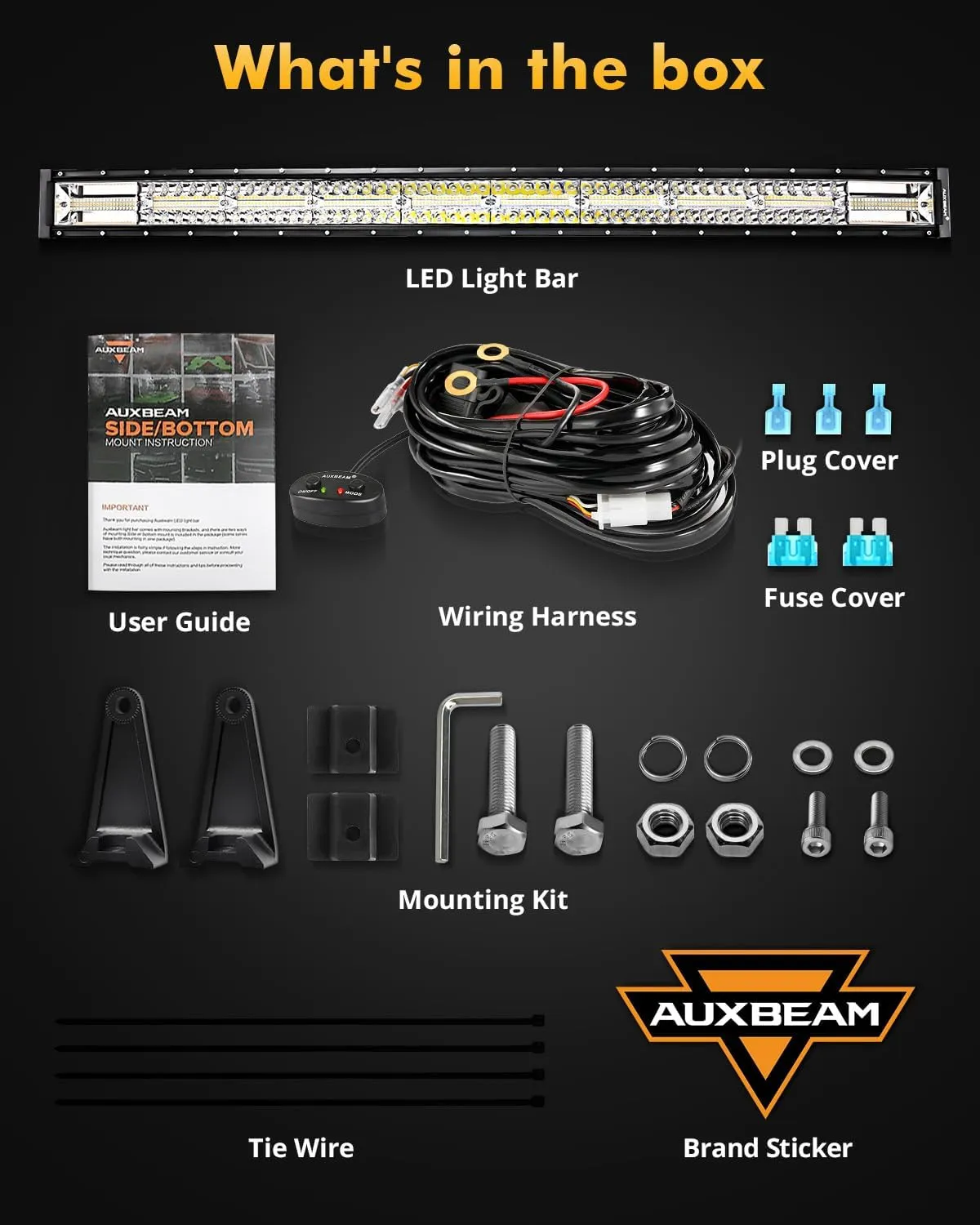 Auxbeam 6 Modes Amber White Series, 42 Inch 240W Curved LED Light Bar, Strobe Warning Flashing Dual Color Fog Light, Spot Flood Combo Off-Road Auxiliary Lighting, for Pickup Truck 4WD Jeep