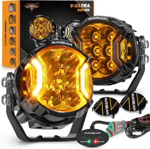 Auxbeam V-Ultra Series 3 Inch 108W Amber Fog Light Pods, with DRL 3 Modes & Protective Covers, 270° Side Shooter Light Bar, Hyper Spot Beam Offroad Lights, for Truck ATV UTV Car Motorcycle, Pair