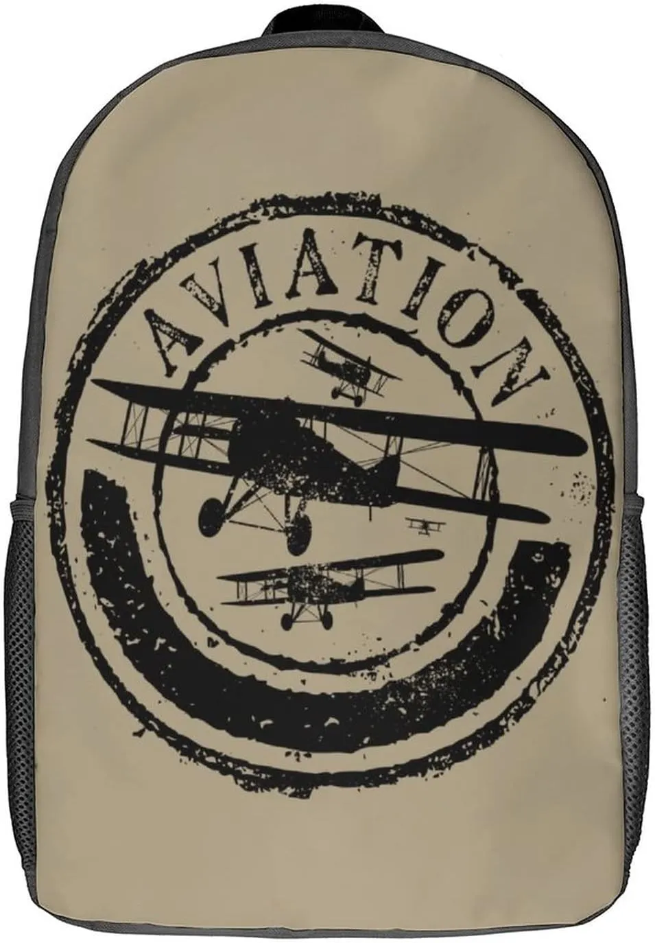 Aviation and Airplane Stamp Silhouettes Backpack Adjustable Strap Laptop Bag Travel Daypack Shoulder Bag 17 Inch