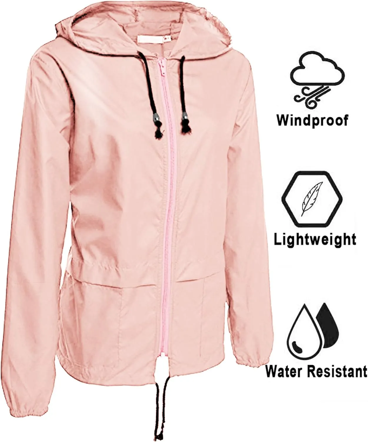 Avoogue Raincoat Women Lightweight Waterproof Rain Jackets Packable Outdoor Hooded Windbreaker