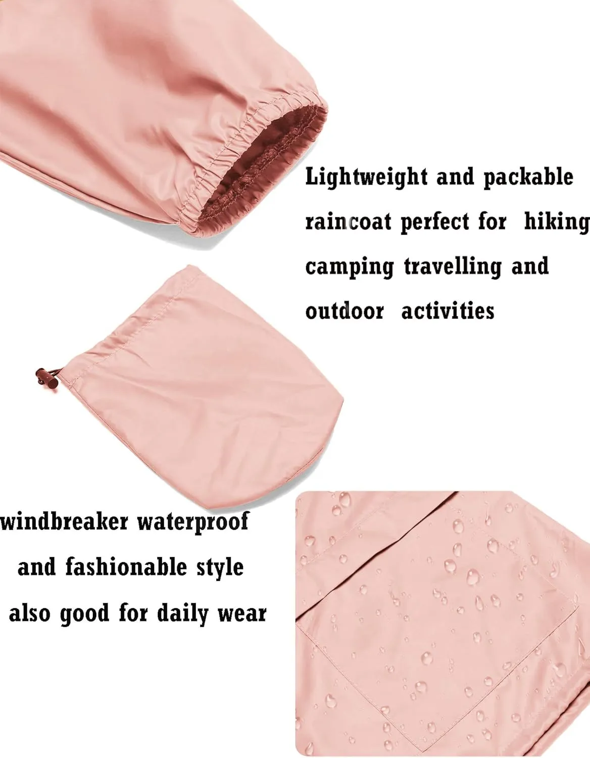 Avoogue Raincoat Women Lightweight Waterproof Rain Jackets Packable Outdoor Hooded Windbreaker