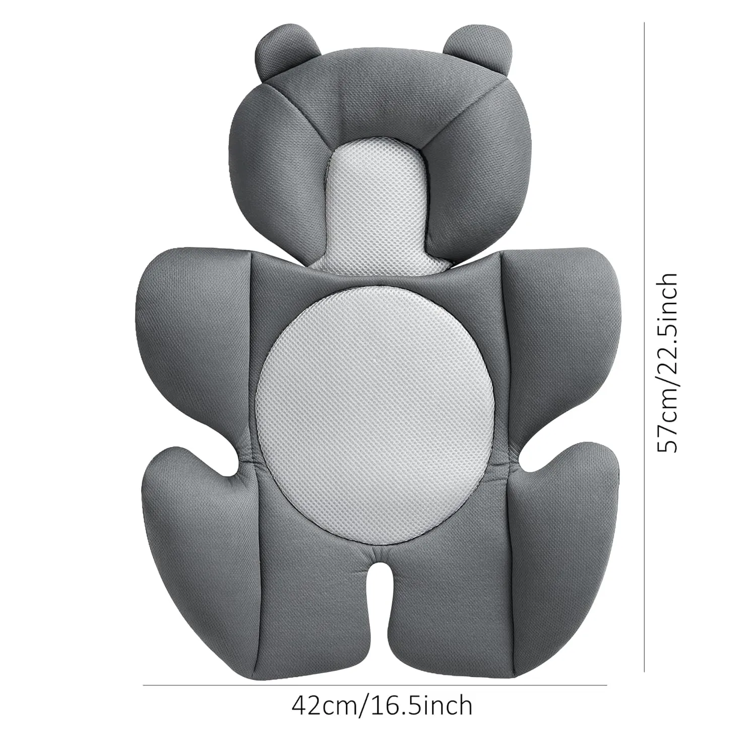 Baby Support Cushion - Breathable 3D Mesh Infant Insert for Strollers, Car Seats, High Chairs, and More - Perfect for Newborns (Grey)