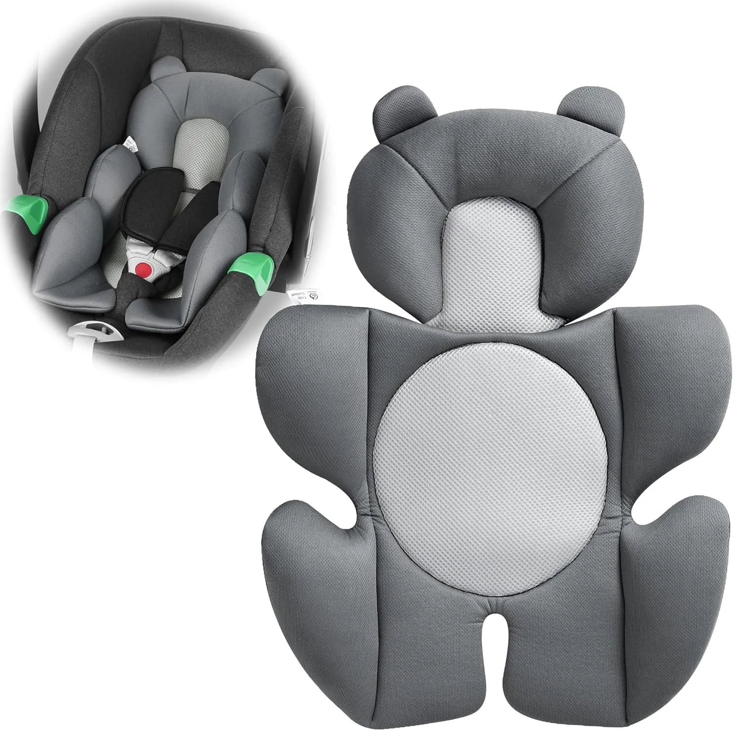Baby Support Cushion - Breathable 3D Mesh Infant Insert for Strollers, Car Seats, High Chairs, and More - Perfect for Newborns (Grey)