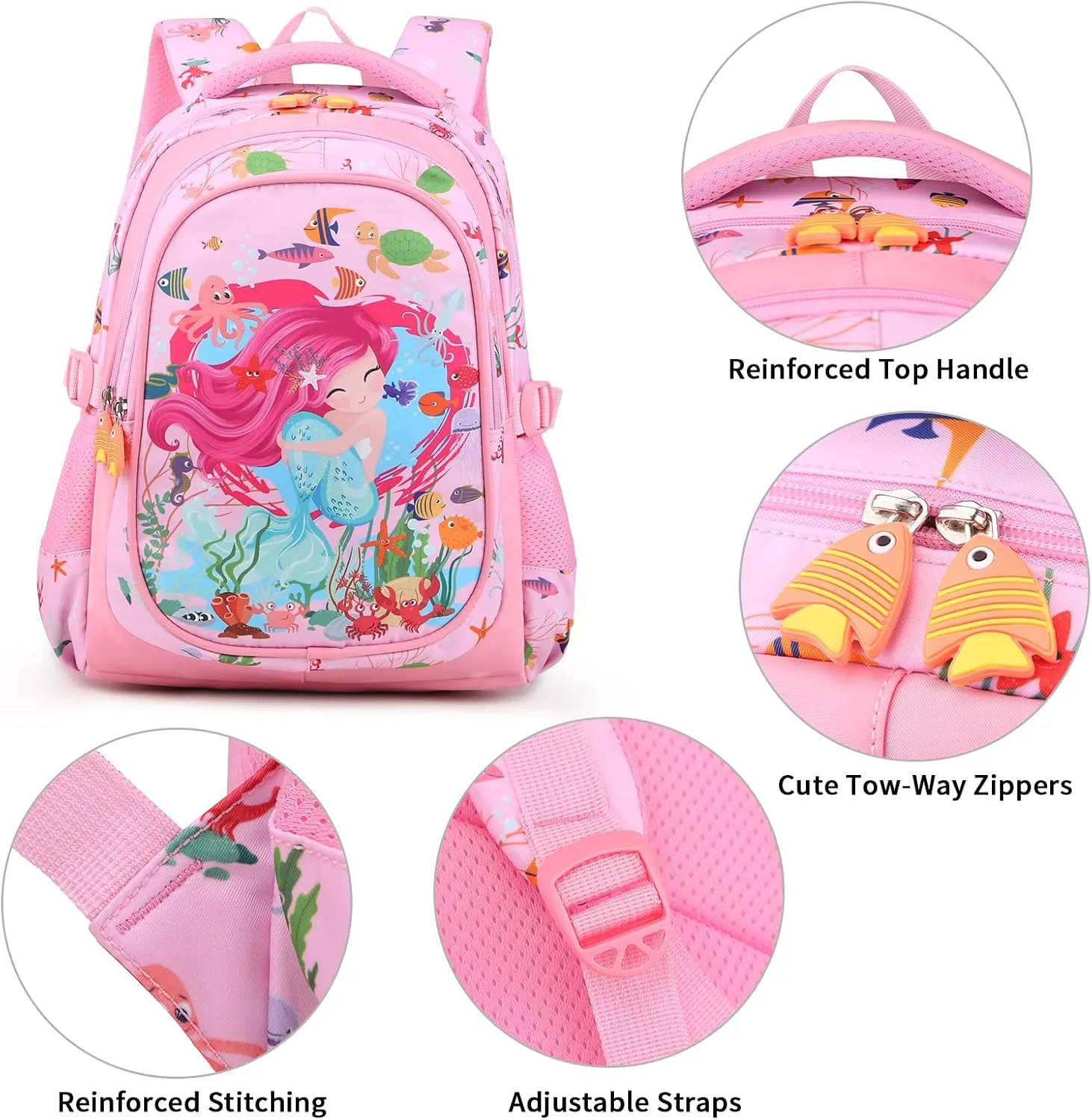 Backpack for Girls/Boys, 16 Inch Mermaid kids Backpack for Elementary Students, Waterproof Preschool School Bag Toddler Backpack with Adjustable Padded Straps