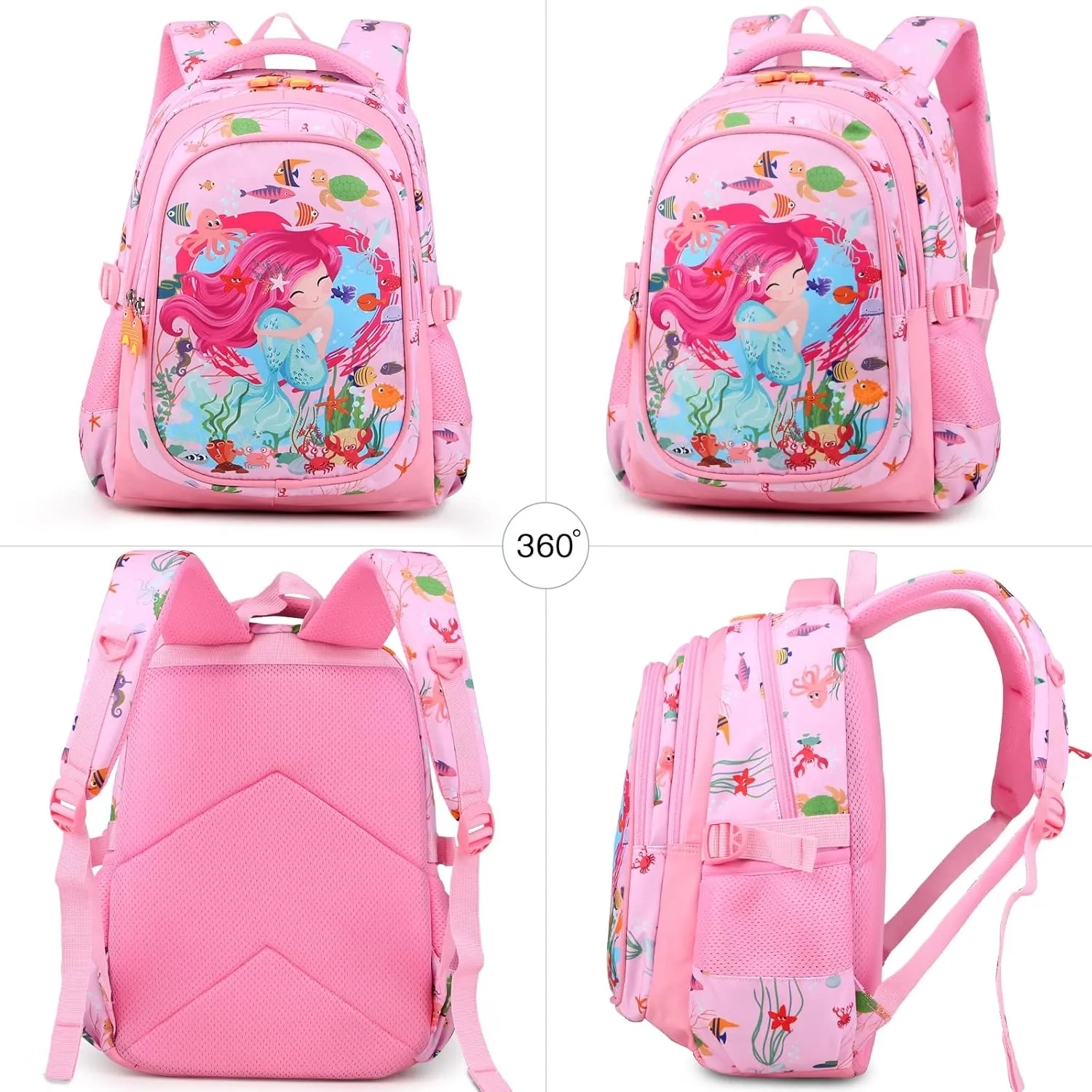 Backpack for Girls/Boys, 16 Inch Mermaid kids Backpack for Elementary Students, Waterproof Preschool School Bag Toddler Backpack with Adjustable Padded Straps