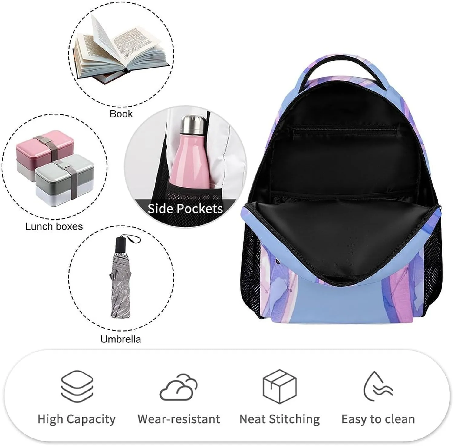 Backpack for Men Women Laptop Backpack Blue Hot Air Balloon Casual Daypack Laptop Bag for Travel