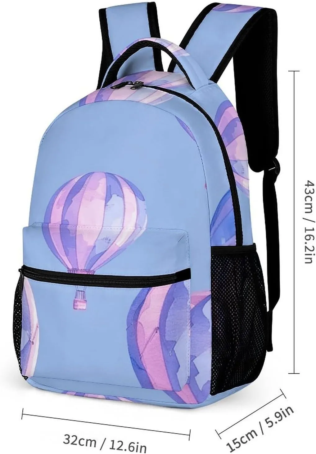 Backpack for Men Women Laptop Backpack Blue Hot Air Balloon Casual Daypack Laptop Bag for Travel