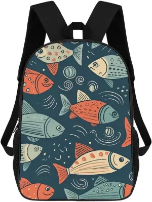 Backpack for Women Men Animation Style Fish Rucksack 17 In Laptop Backpack Computer Bag Travel Casual Dayback