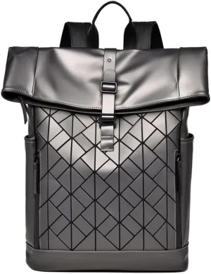 Backpack men's backpack simple casual backpack large capacity computer backpack fashionable laser backpack (silver gray)