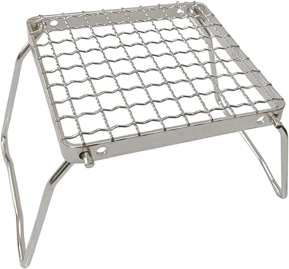 Backpacking/Camping/Hiking/Picnic/Traveling/Fishing Camp Grill with Foldable Legs-304 Stainless Steel Grill Grate for Gas Stove-Ultralight mini Campfire Stand-Portable Grill Grid for (silvery,2)