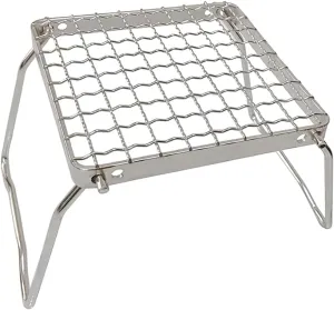 Backpacking/Camping/Hiking/Picnic/Traveling/Fishing Camp Grill with Foldable Legs-304 Stainless Steel Grill Grate for Gas Stove-Ultralight mini Campfire Stand-Portable Grill Grid for (silvery,2)