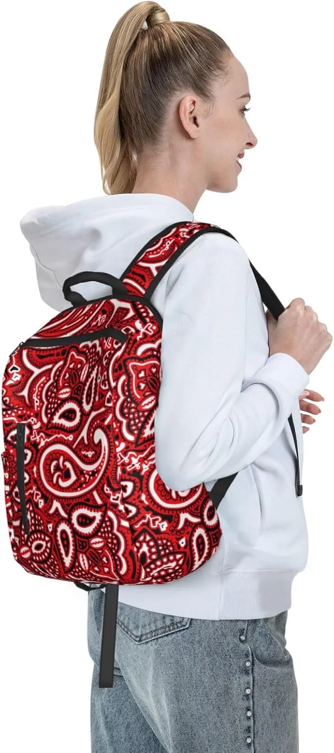 Backpacks Men backpacks backpacks cartoon lightweight travel bags for Paisley Bandana Red