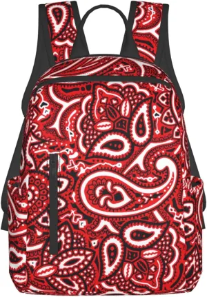 Backpacks Men backpacks backpacks cartoon lightweight travel bags for Paisley Bandana Red