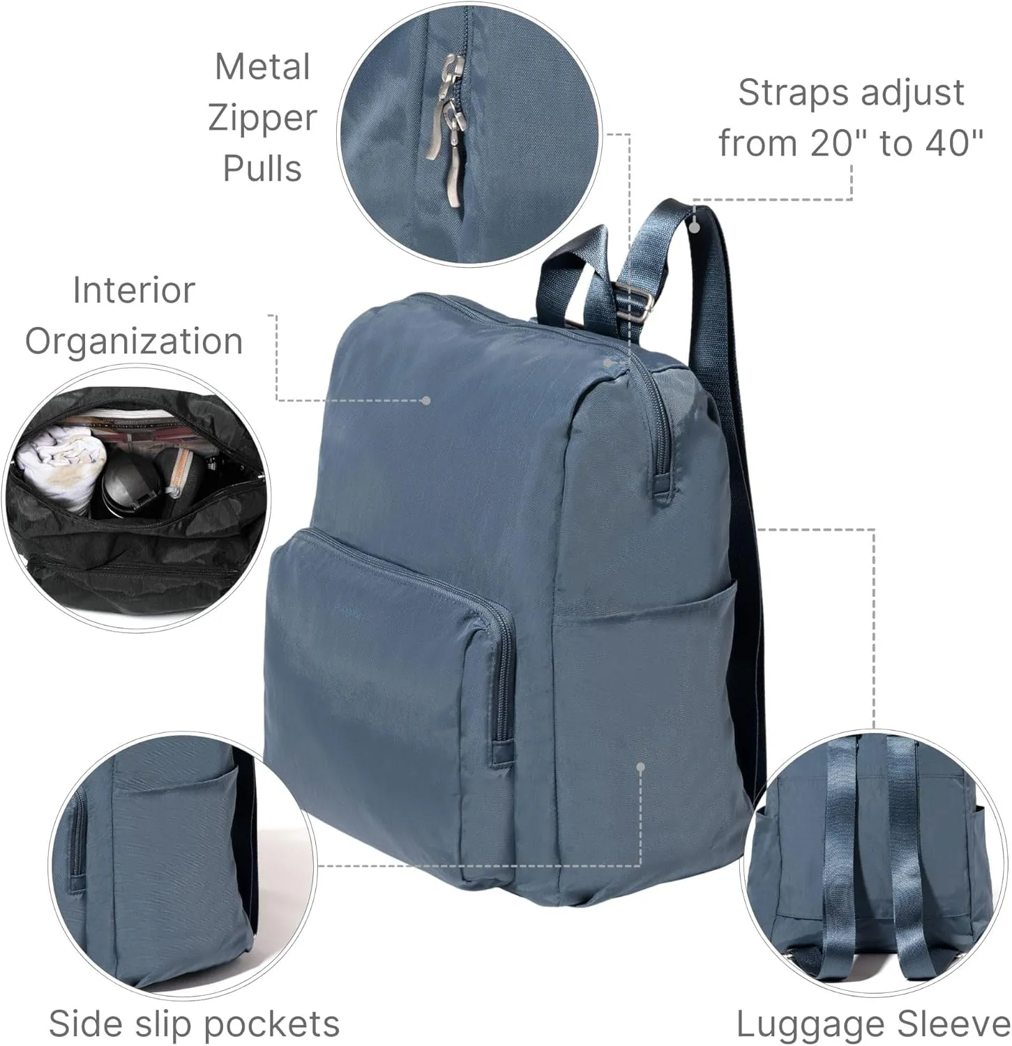 Baggallini Carryall Packable Backpack, Mist