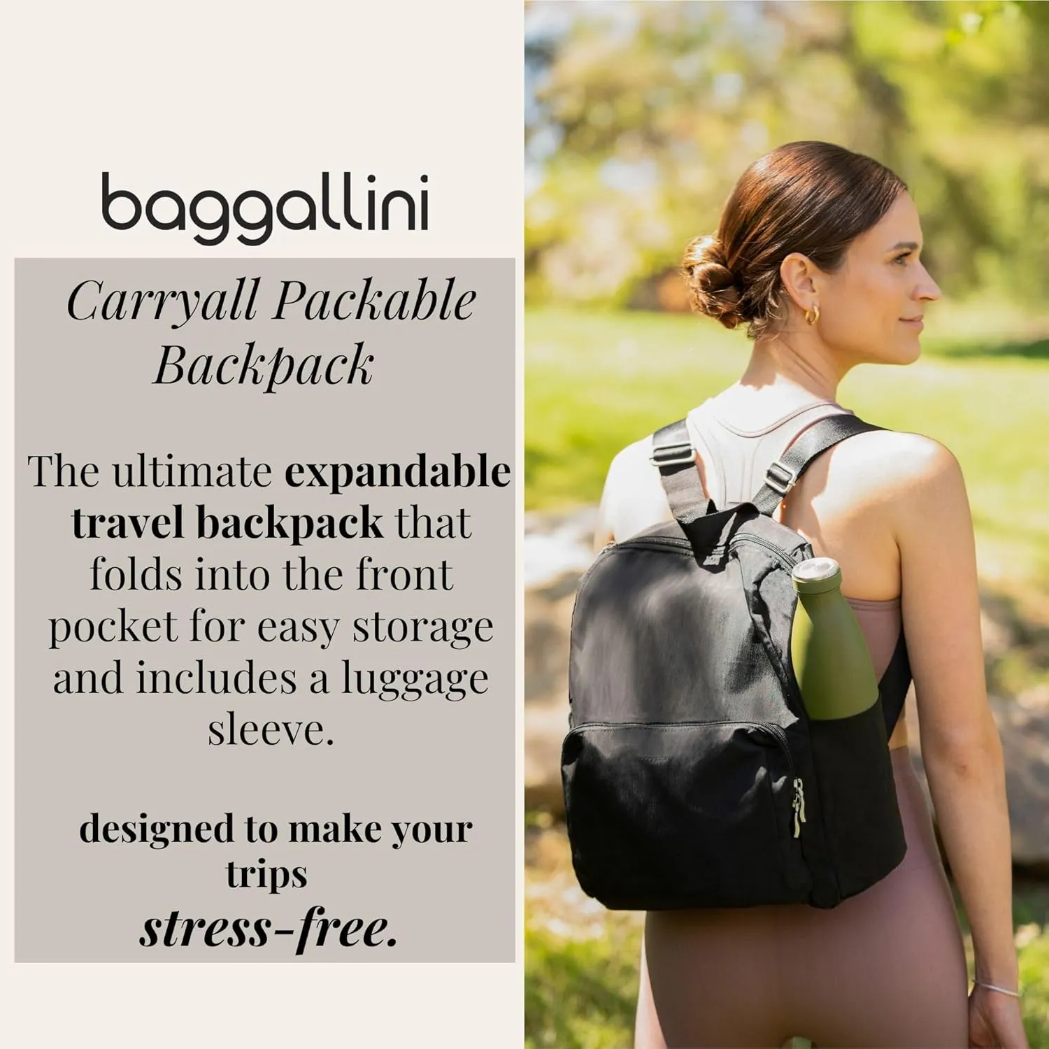 Baggallini Carryall Packable Backpack, Mist