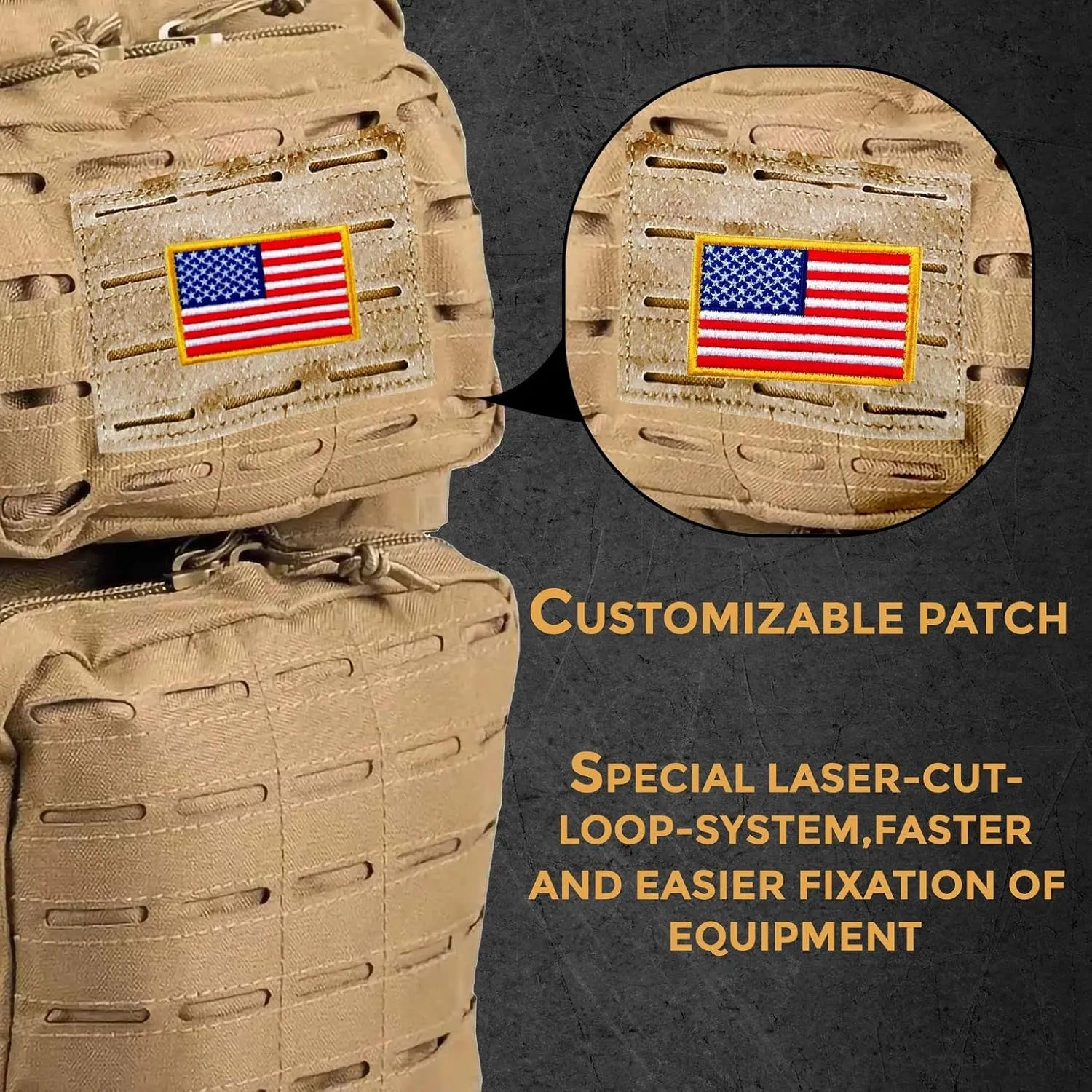 BaHoki Essentials Large Size Tactical Backpack - Military Rucksack with Molle Bags - Ventilated Mesh Adjustable Bag (Tan)