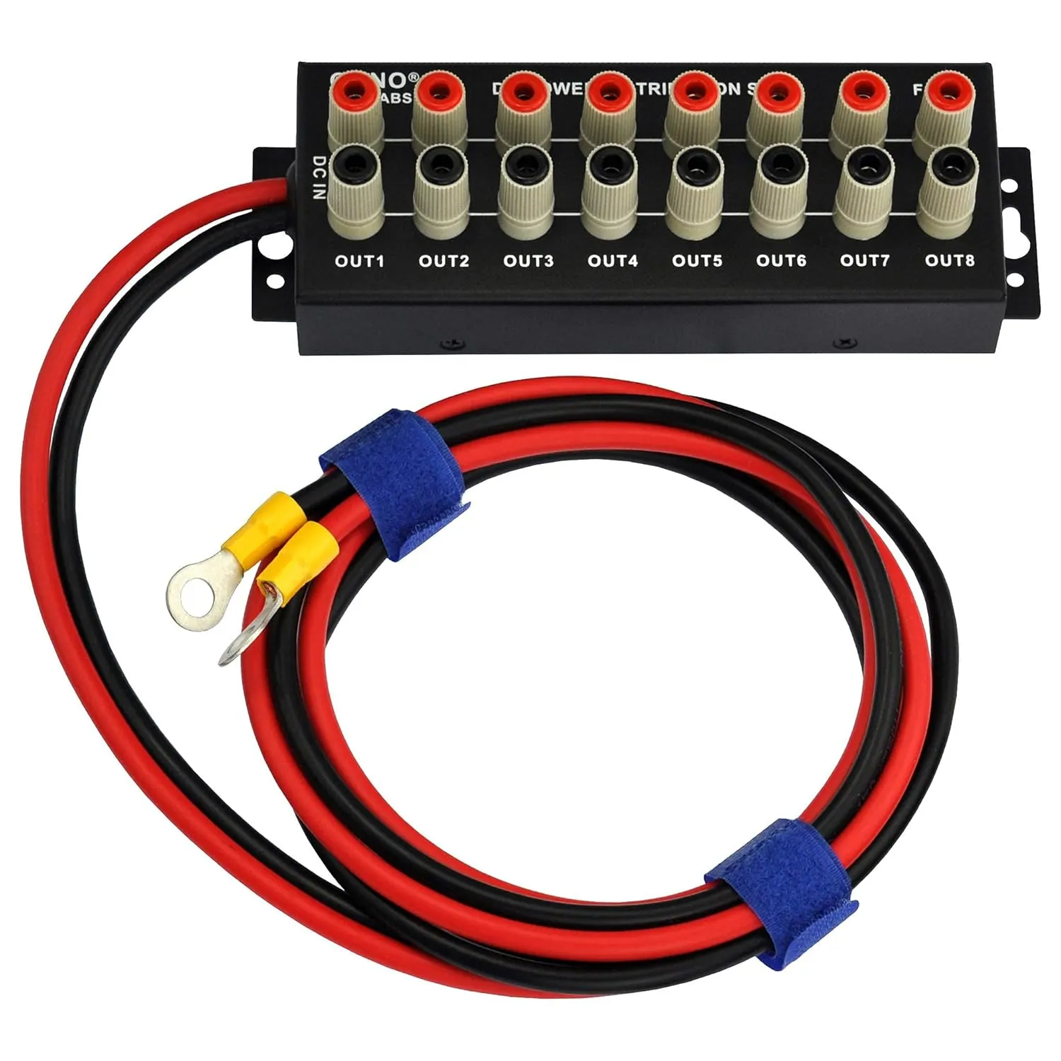 Banana Jack 8 Outlet DC Power Distribution Strip (with Cable)