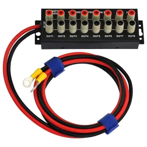 Banana Jack 8 Outlet DC Power Distribution Strip (with Cable)