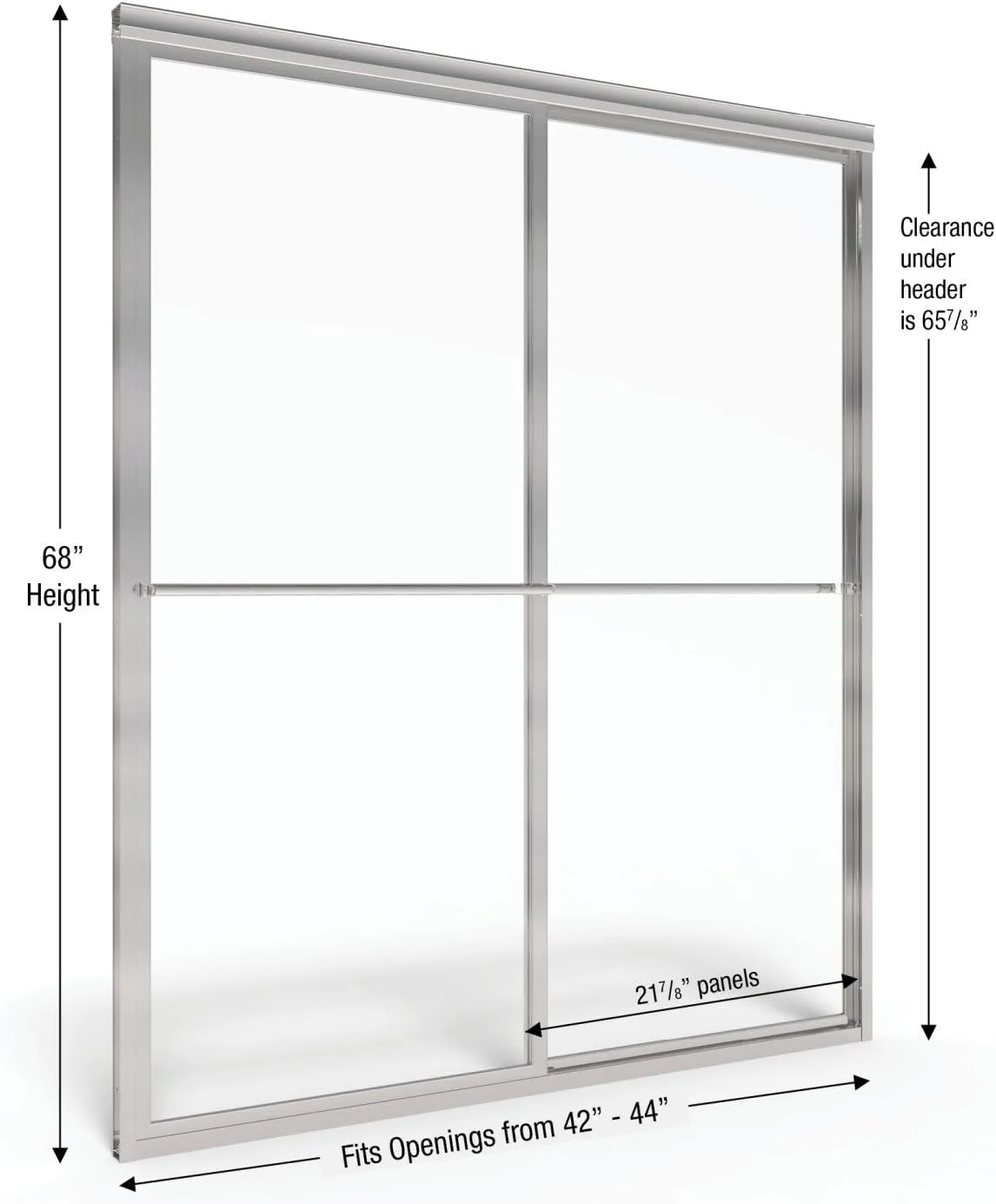 Basco Deluxe Framed Sliding Shower Door, Fits 42-44 inch opening, Obscure Glass, Brushed Nickel Finish