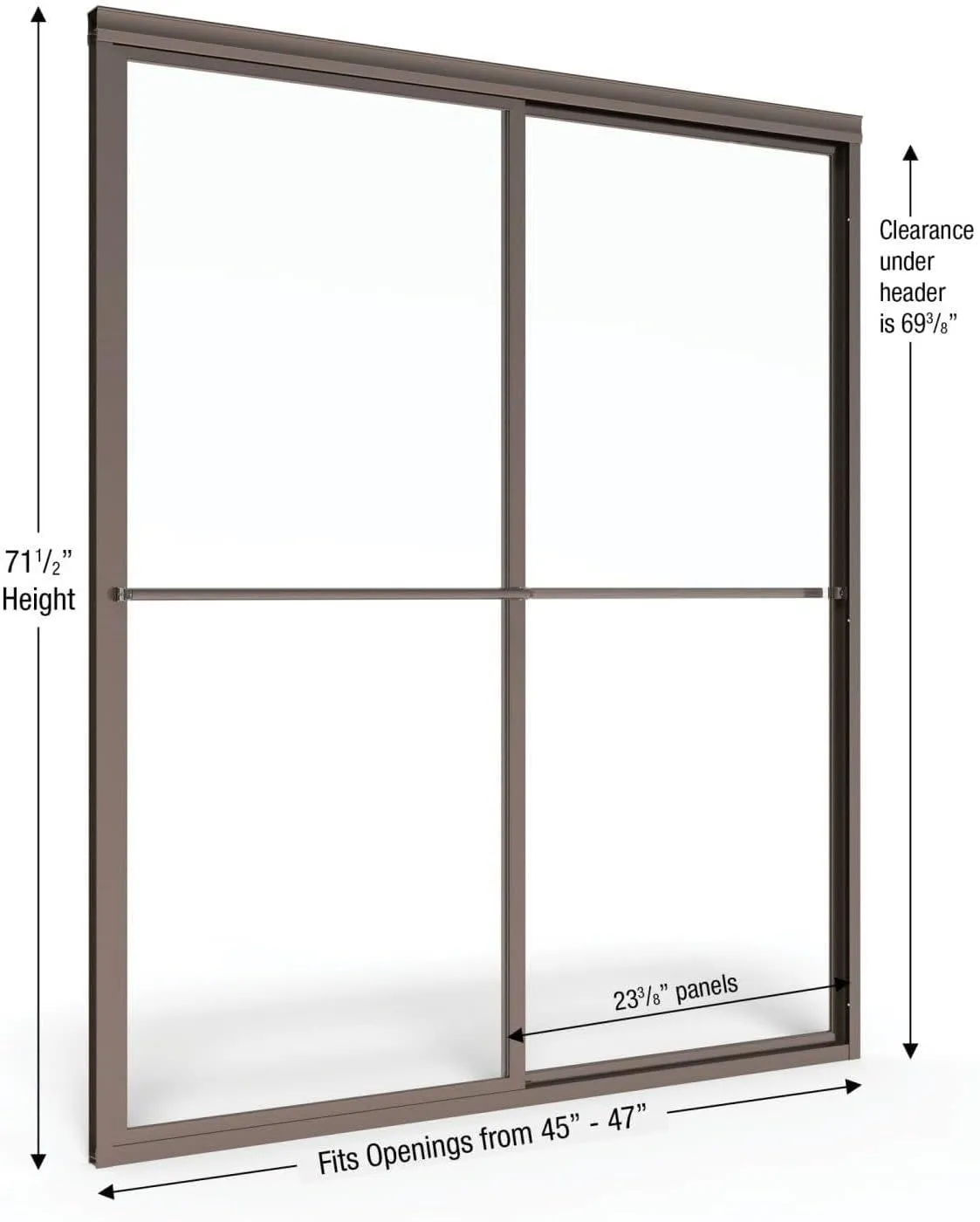 Basco Deluxe Framed Sliding Shower Door, Fits 45-47 inch opening, Obscure Glass, Brushed Nickel Finish
