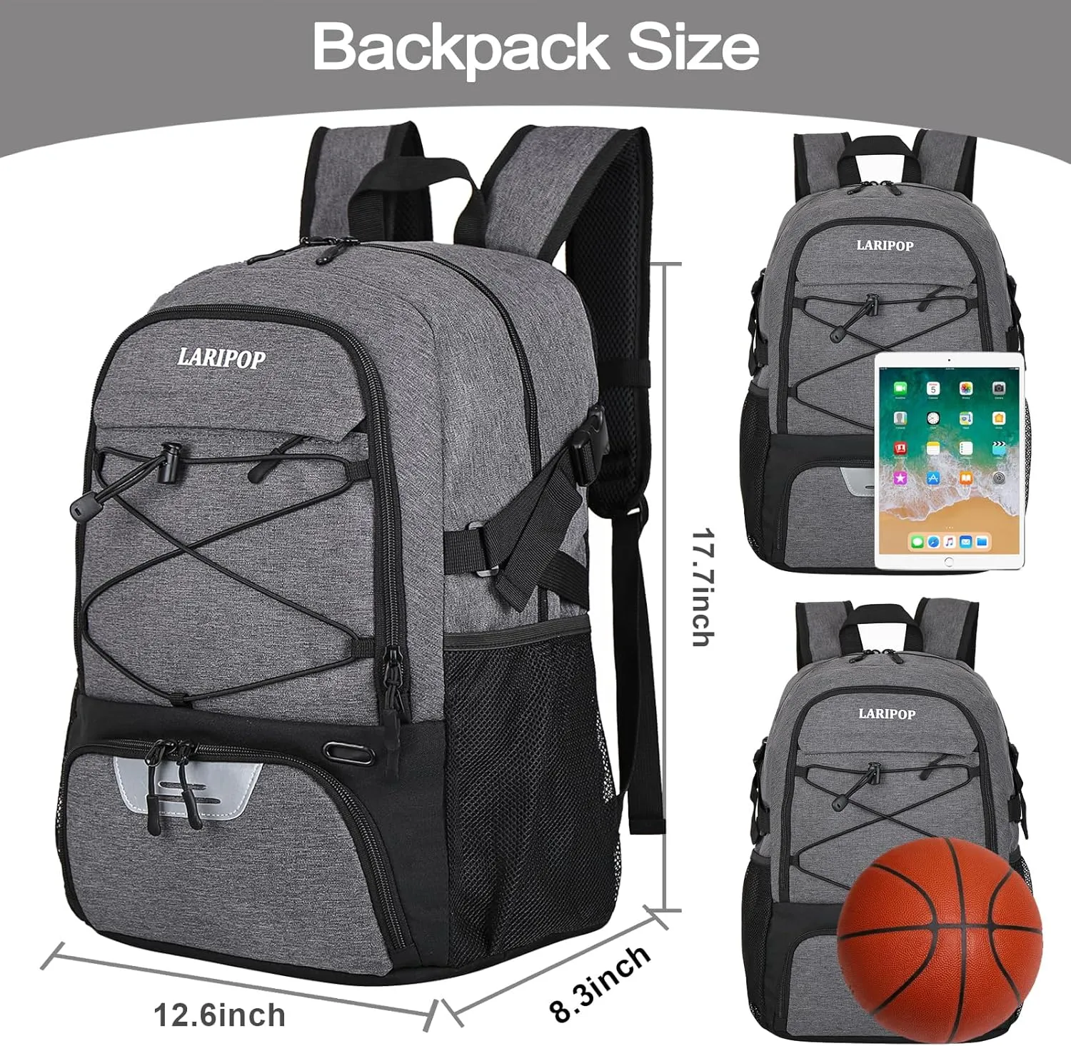 Basketball Bag Backpack with Ball Holder Shoes Compartment, Elite Backpack-Large Basketball Accessories Sports Bag