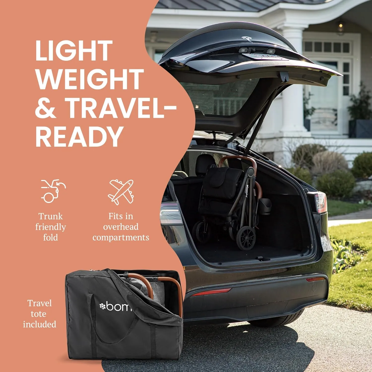 Bēbee V2 Lightweight Baby Stroller - Premium Vegan Leather, One-Hand Fold, Infinite Recline, Aircraft-Grade Aluminum Frame, XXL Canopy, and Ample Storage Umbrella Stroller - Desert Berry