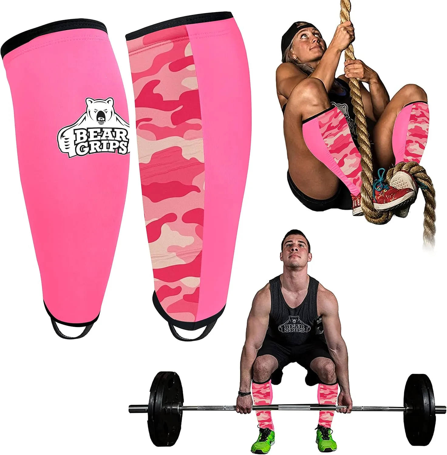 Bear Grips Deadlift Shin Guards - Breathable Gym Equipment Rope Climbing Shin Guard for Men and Women - Injury Prevention Calf Support Shin Guard Sleeves for Ultimate Shin Protection