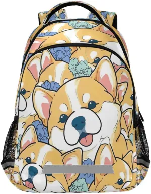 Beautiful Cartoon Corgi Design Waterproof Backpack - Casual Outdoor Sports Daypack with Ergonomic Shoulder Straps#281