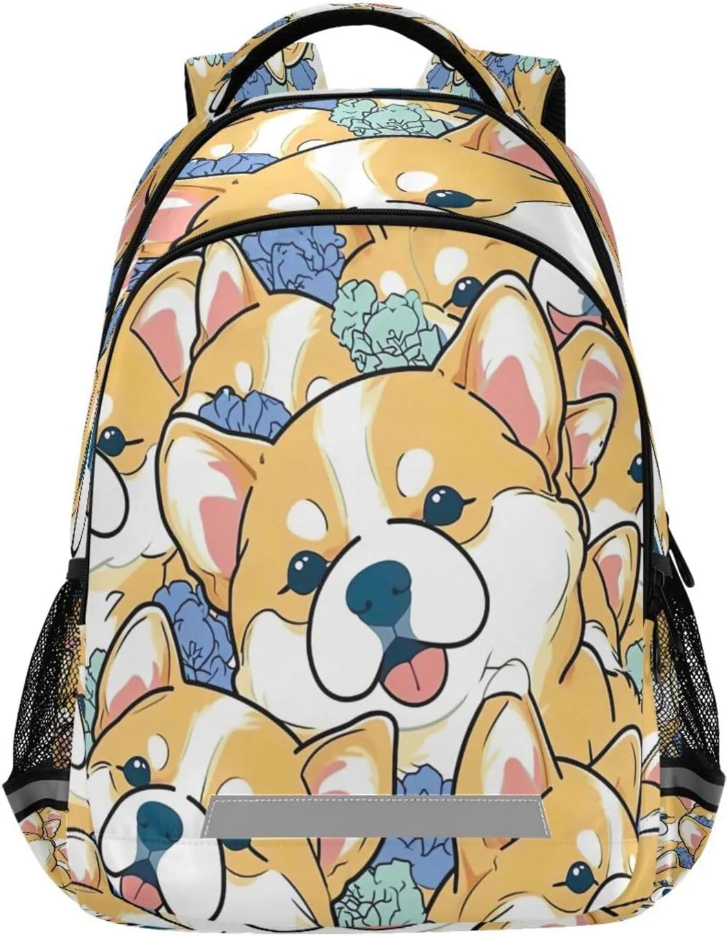 Beautiful Cartoon Corgi Design Waterproof Backpack - Casual Outdoor Sports Daypack with Ergonomic Shoulder Straps#281
