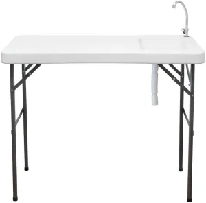 Best Choice Products Portable Cutting Cleaning Table for Fish, Game Hunting w/ Sink, Faucet - Gray