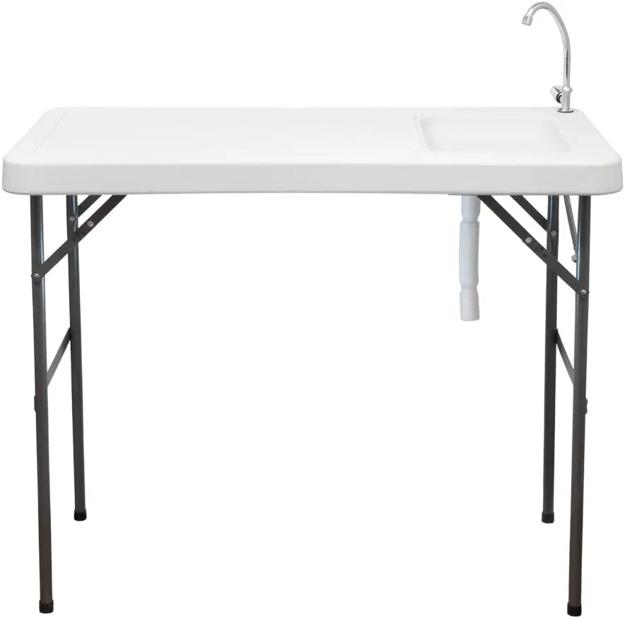 Best Choice Products Portable Cutting Cleaning Table for Fish, Game Hunting w/ Sink, Faucet - Gray