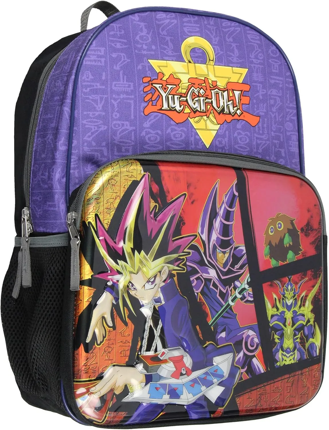 Bioworld Yu-Gi-Oh! 16" Molded Backpack Battle Ready Yugi Dark Magician Black Luster Soldier Character Travel Backpack
