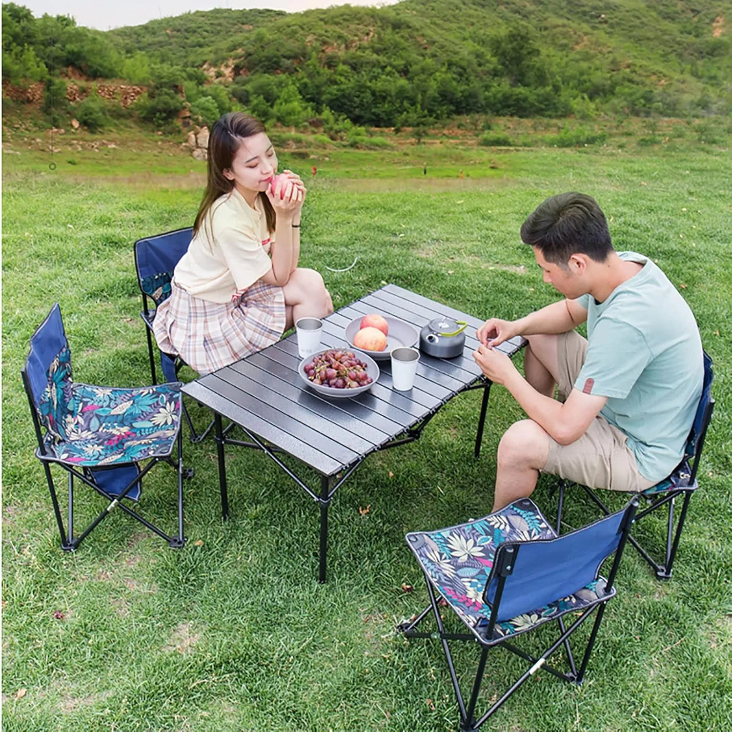 BK&MF Portable Aluminum Outdoor Folding Table,Compact Beach Travel Table with Carry Bag Roll-up Grill Table for BBQ, Party, Camping,A,50x50x50cm(20x20x20inch)