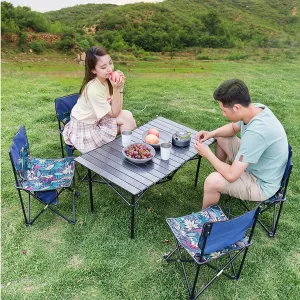 BK&MF Portable Aluminum Outdoor Folding Table,Compact Beach Travel Table with Carry Bag Roll-up Grill Table for BBQ, Party, Camping,A,50x50x50cm(20x20x20inch)