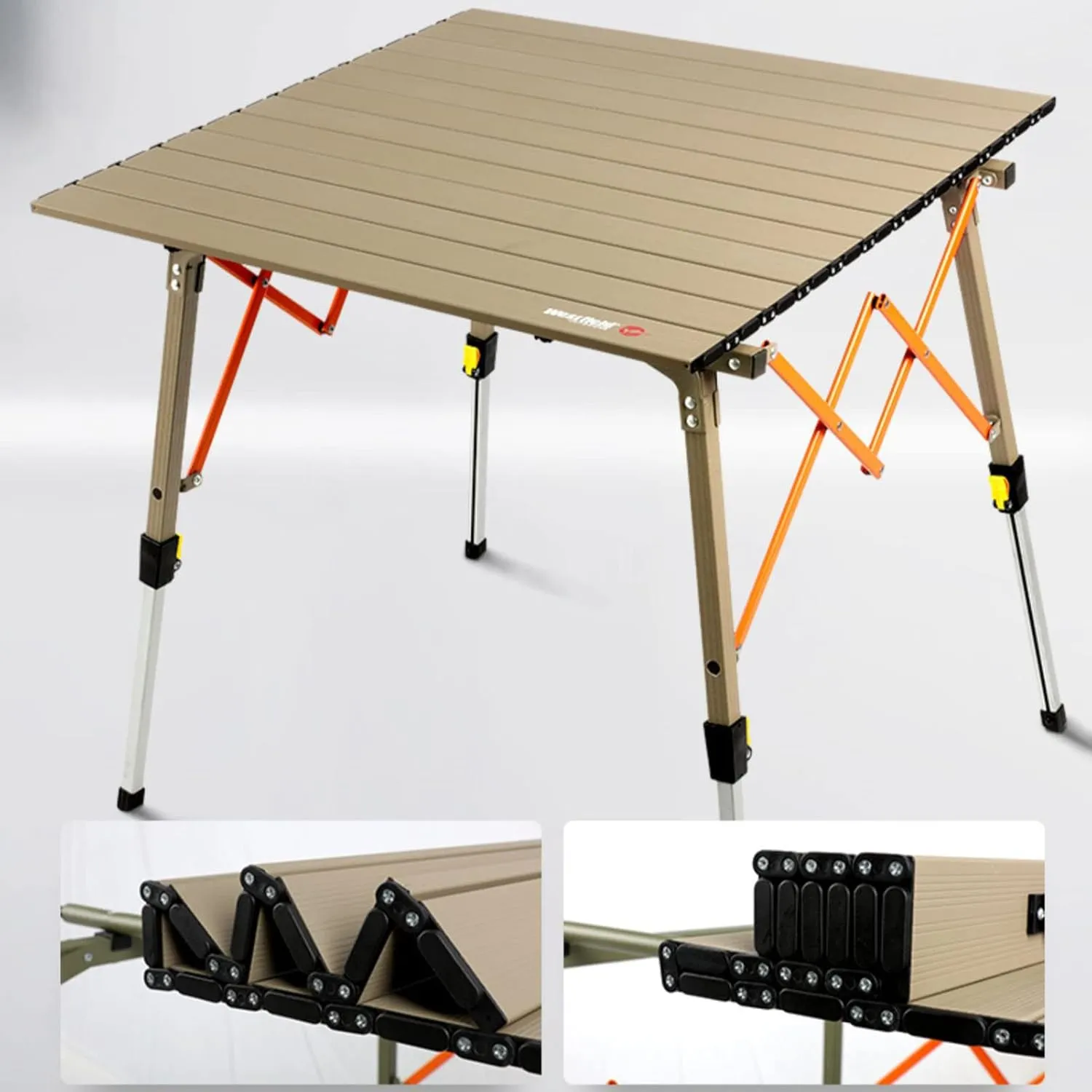 BK&MF Portable Ultralight Camping Table,Aluminum Outdoor Folding Table Height Adjustable Picnic Travel Camping Table with Carry Bag for BBQ, Party, Camping,A,70x70x70cm(28x28x28inch)