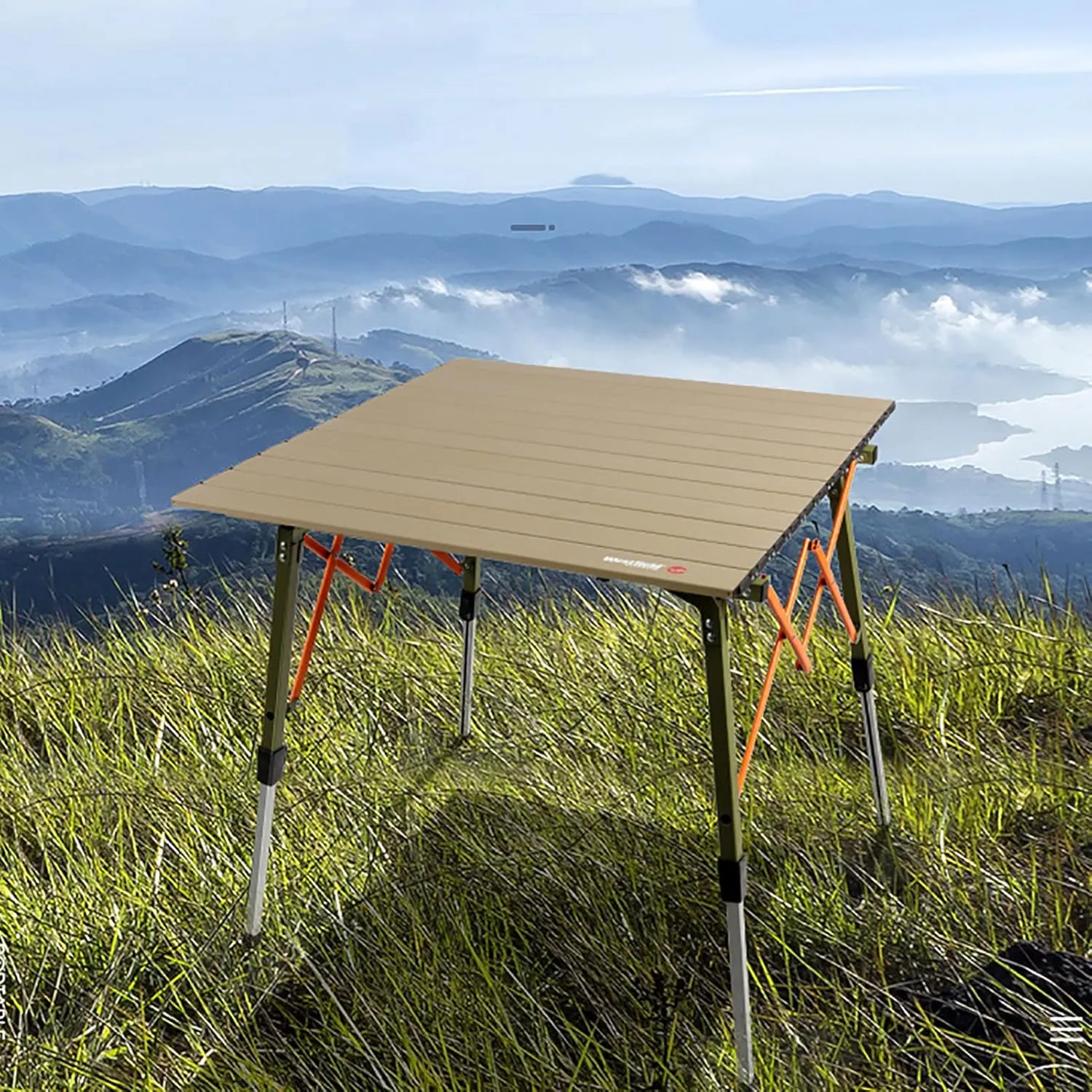 BK&MF Portable Ultralight Camping Table,Aluminum Outdoor Folding Table Height Adjustable Picnic Travel Camping Table with Carry Bag for BBQ, Party, Camping,A,70x70x70cm(28x28x28inch)