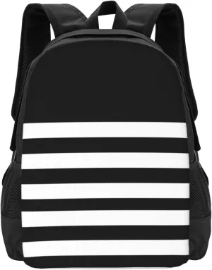 Black And White Striped Lightweight Packable Backpack Travel Casual Hiking Daypack Foldable Backpack For Men Women