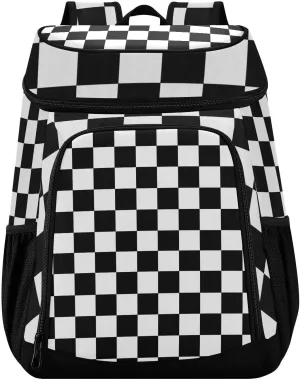 Black White Checkered Cooler Backpack Insulated Leak Proof Beach Cooler Bag 30 Cans Waterproof Lightweight Soft Lunch Picnic Hiking Camping Backpack Cooler for Men Women