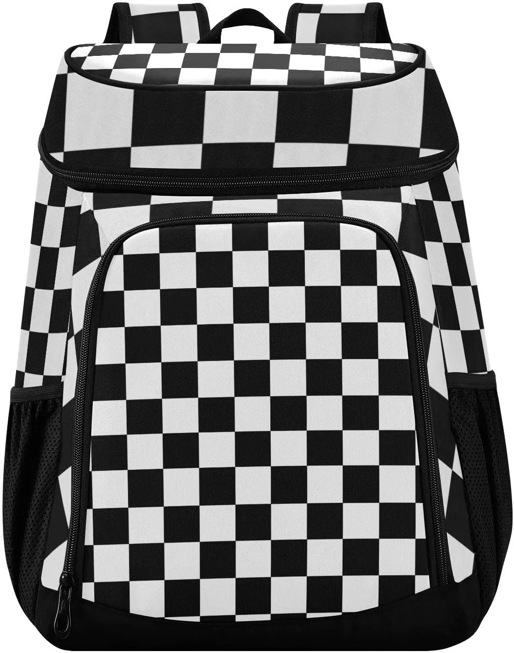 Black White Checkered Cooler Backpack Insulated Leak Proof Beach Cooler Bag 30 Cans Waterproof Lightweight Soft Lunch Picnic Hiking Camping Backpack Cooler for Men Women