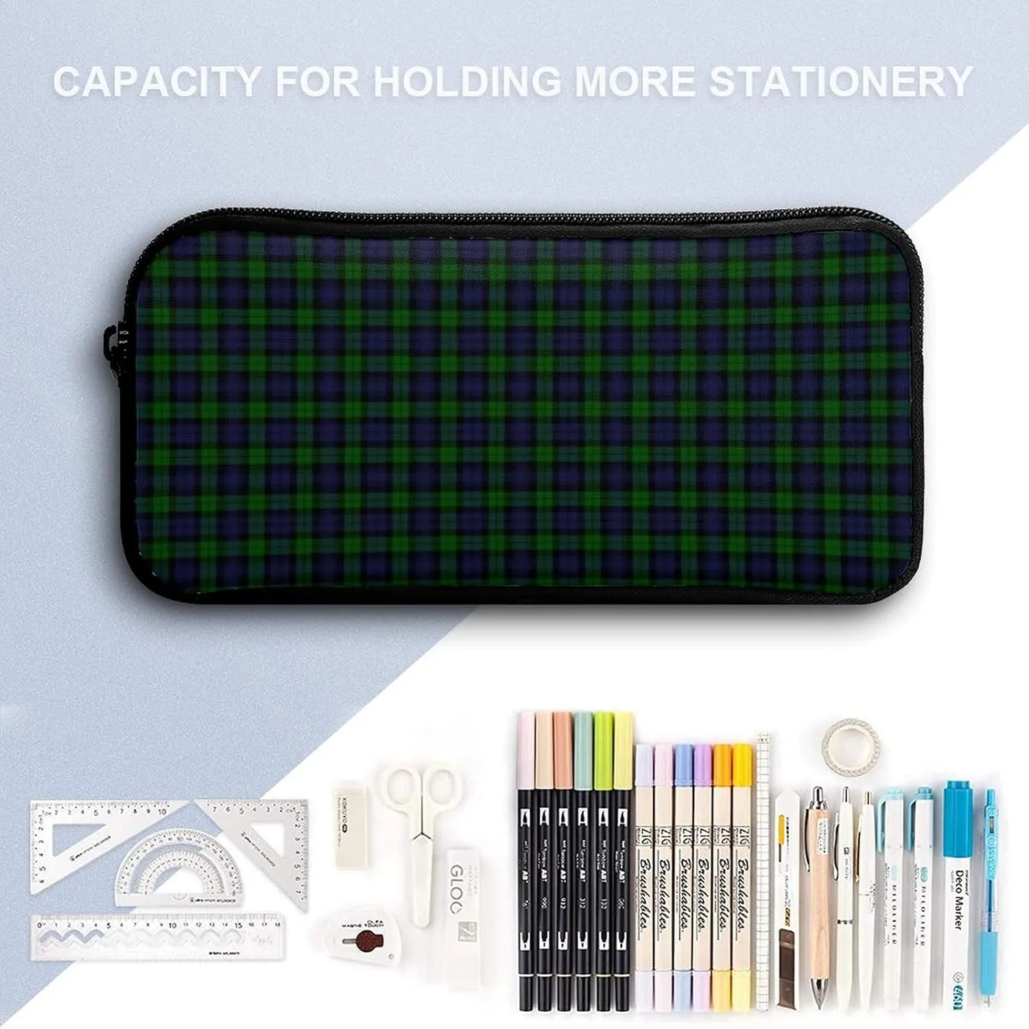 BlackWatch Tartan Plaid 17 Inch Backpack Diagonal Lunch Bag Pencil Case Set Unisex