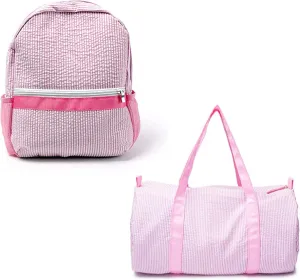BLANKSMALL 2-5 Years Seersucker Kids Backpack - Toddler Overnight Weekend Travel Duffel Bag