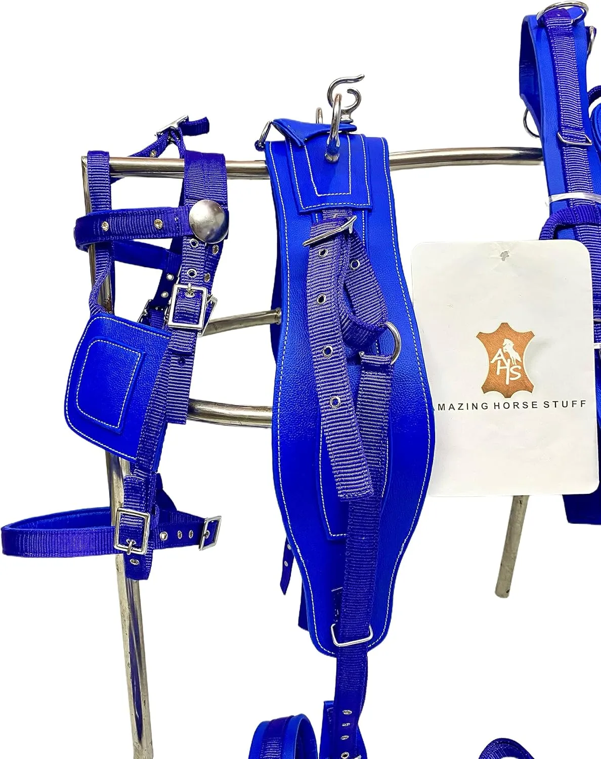 Blue Nylon Horse Driving Harness for Single Horsecart (Mini)