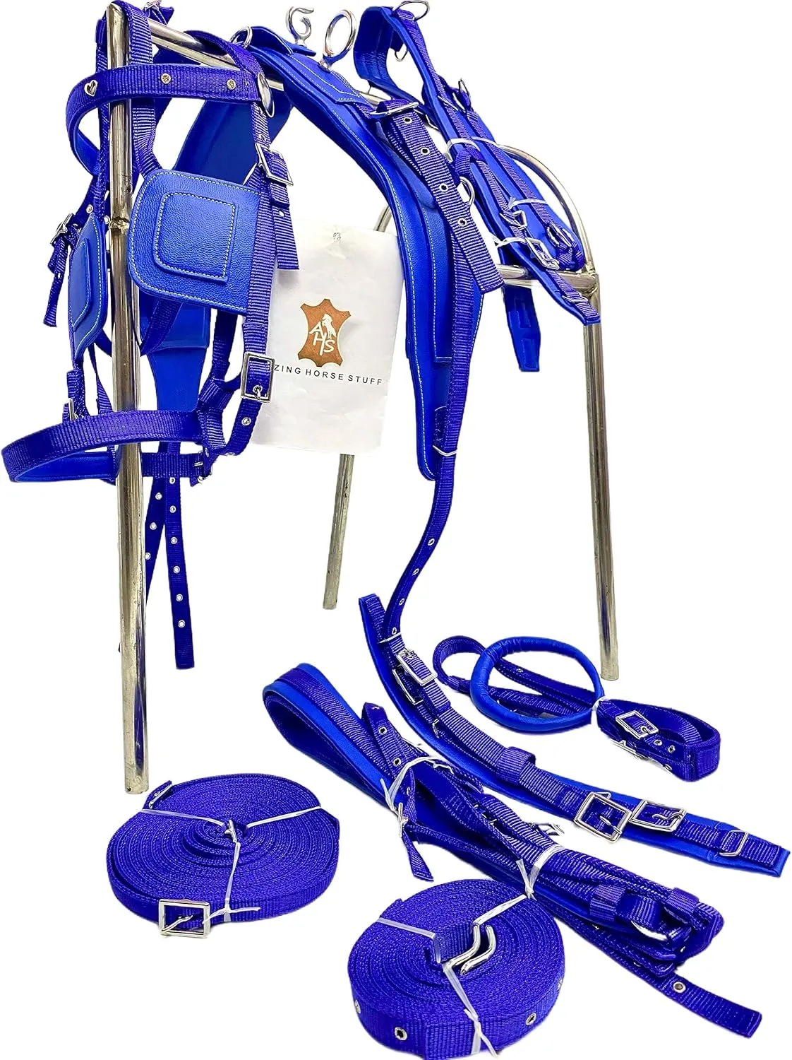 Blue Nylon Horse Driving Harness for Single Horsecart (Mini)