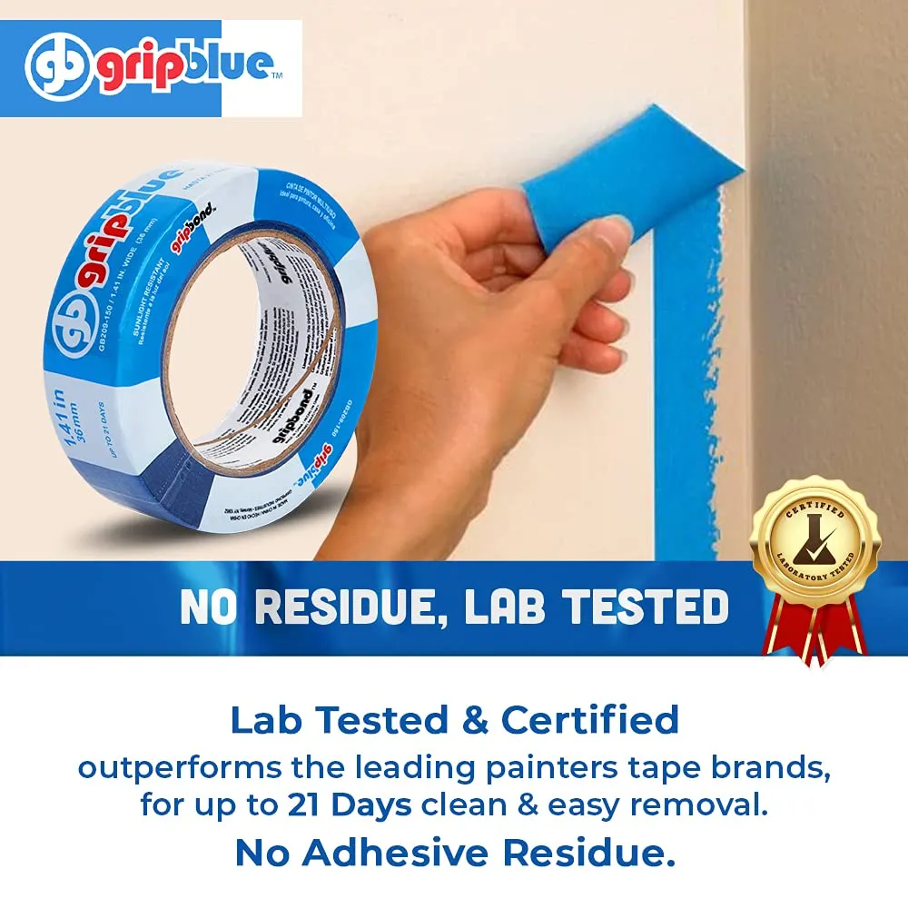 Blue Painters Tape 1.5 inch Wide (30 Rolls - 1.41in x 60yds), Blue Masking Tape for Painting Walls - Multi-Surface, Sharp Line, Residue-Free
