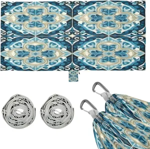Blue Tile Camping Hammock, Single Portable Hammocks with Tree Straps & Attached Carry Bag, 330Lbs Capacity Perfect for Outside Indoor Hiking Beach Backpack Travel