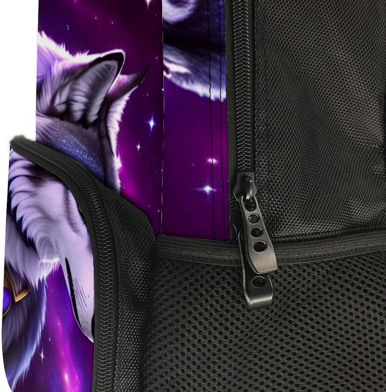 Blue Universe Galaxy Magic Wolf In The Space Art Rucksack Polyester Anti-Theft Multipurpose Carry On Bag Large Capacity Travel and Sport Backpack Rucksack With Smooth Zippers