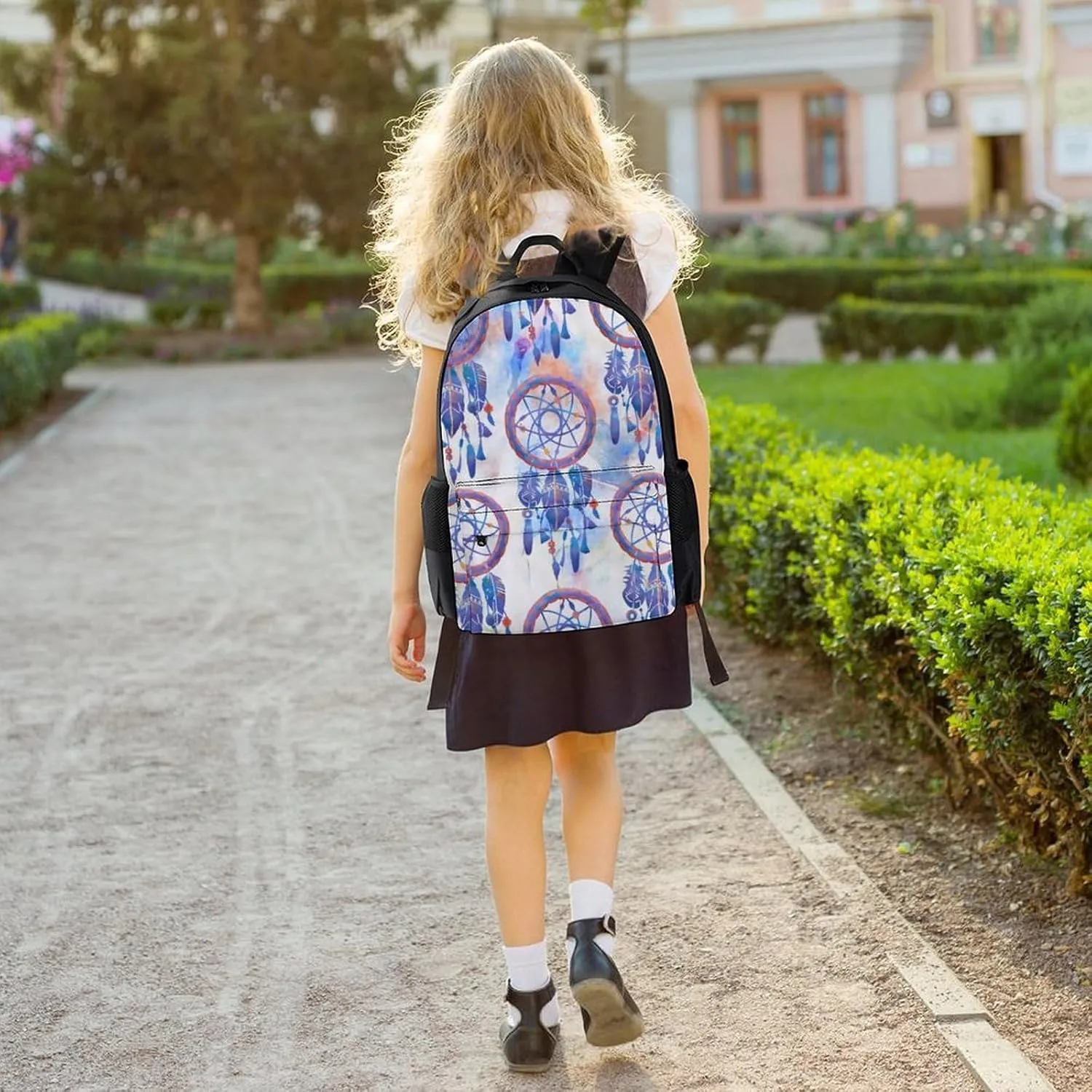 Blue Watercolor Dreamcatcher Modern Boho A Large Capacity Backpack with Pockets, Suitable for Outdoor Use, Etc
