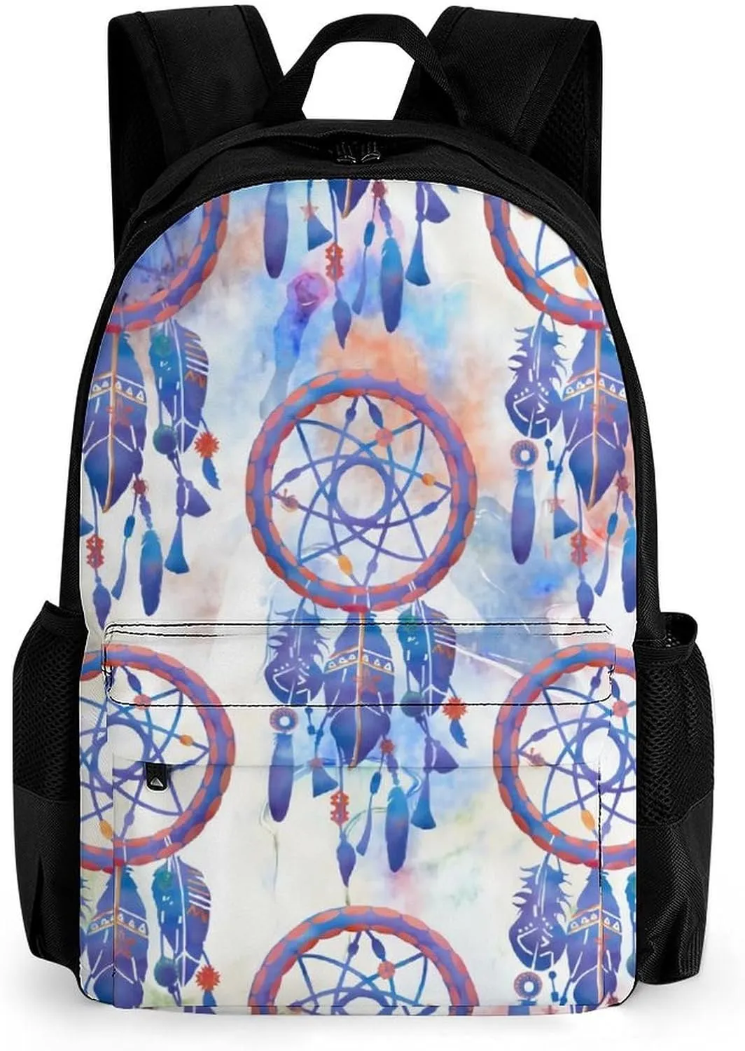 Blue Watercolor Dreamcatcher Modern Boho A Large Capacity Backpack with Pockets, Suitable for Outdoor Use, Etc